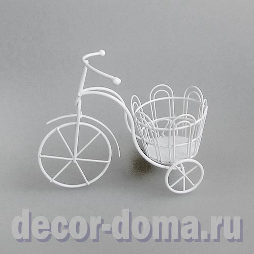 Велосипед ретро с корзиной, цветочница, цвет белый, 13 см Велосипед ретро с корзиной, цветочница, цвет белый, 13 см