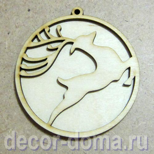 Олень в шаре, фигурка из тонкой фанеры двойная, 8 см