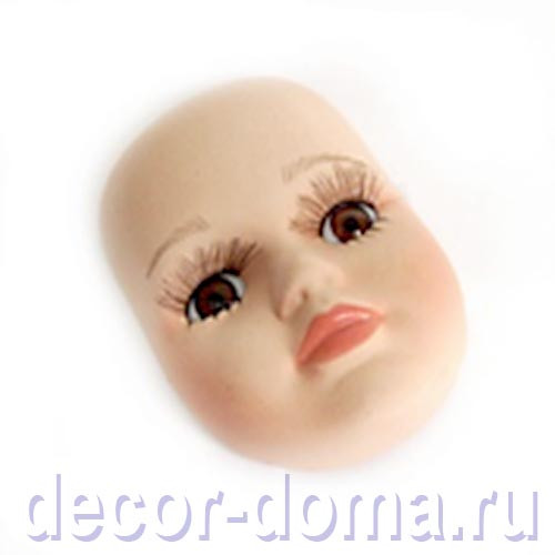 Лицо куклы, фарфор, 5 х 6,5 х 2,5 см, глаза карие