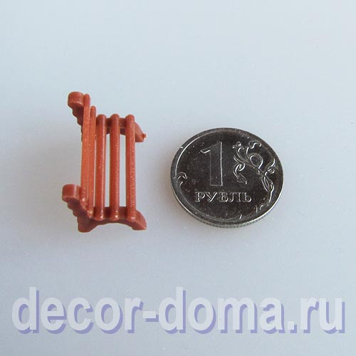 Скамейка садовая миниатюрная, 2 см, цвет коричневый