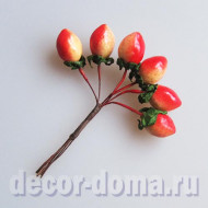 Клубника, 2 см, ягодки на проволоке, 6 шт.