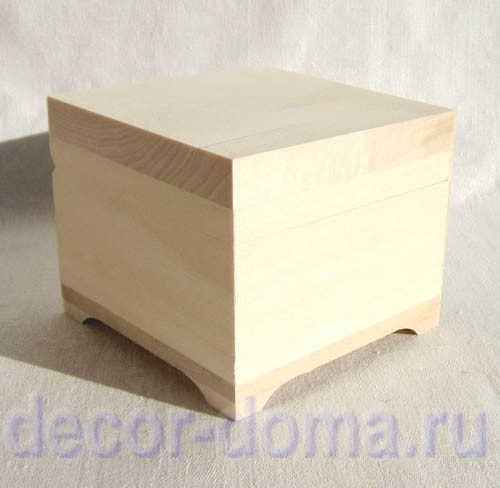 Шкатулка, массив липы, Кубик, 100х100х85 мм, заготовка, деревянная, для резьбы, для декупажа, маленькая