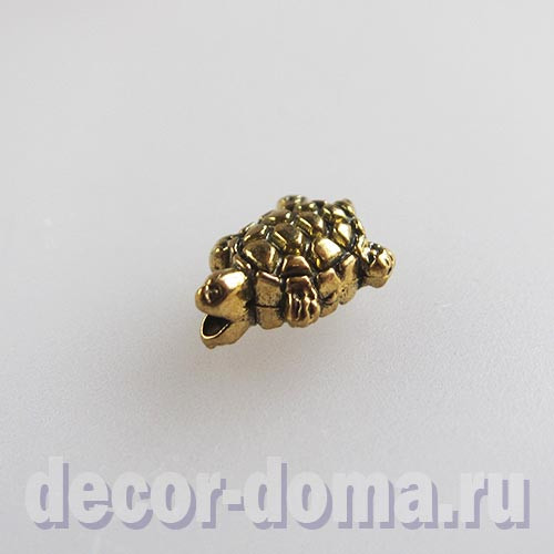 Черепашка микро, подвеска, шарм, бусина, 1 см, цвет золото антик